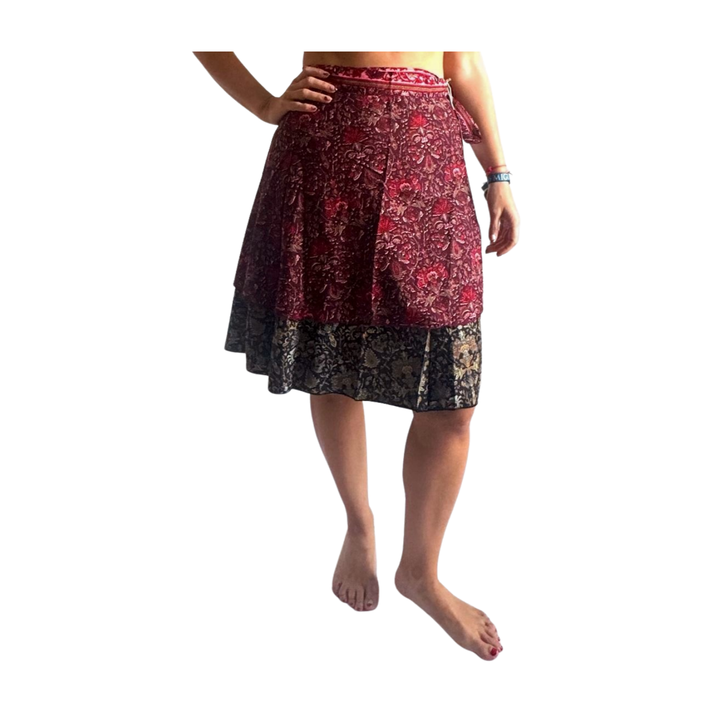 Falda pareo india de seda con estampado floral