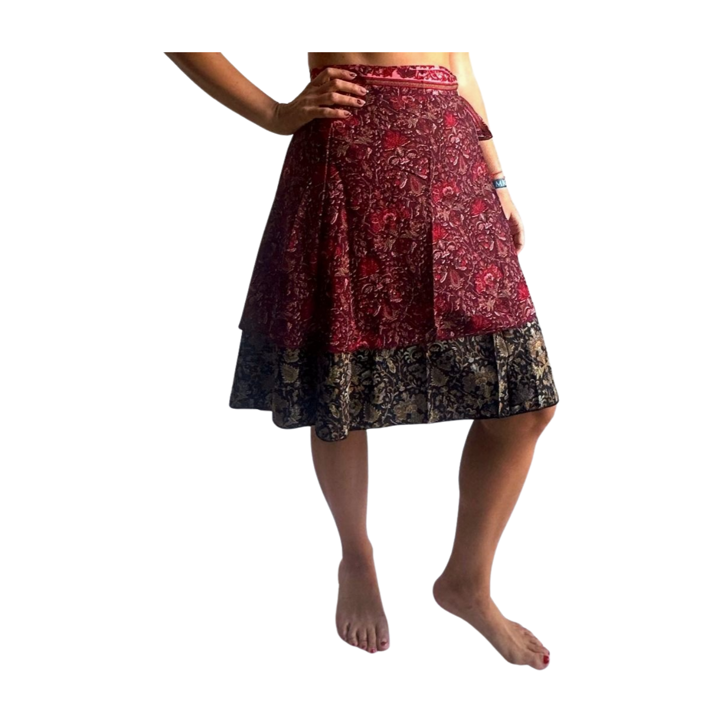 Falda pareo india de seda con estampado floral