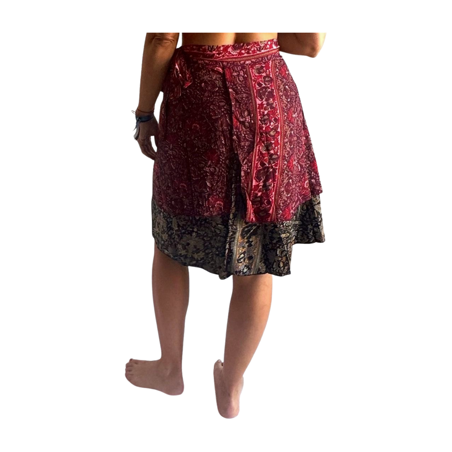 Falda pareo india de seda con estampado floral