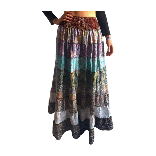 Falda de seda india multicolor