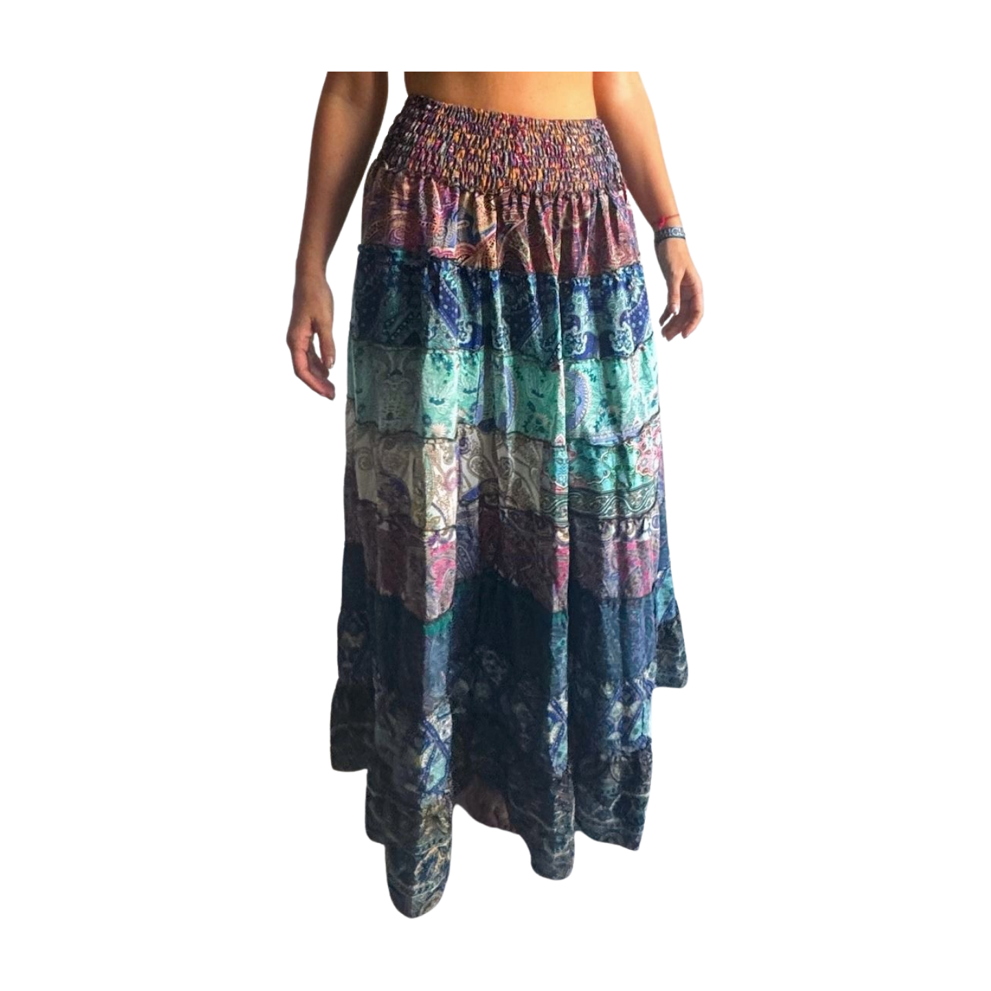 Falda de seda india multicolor