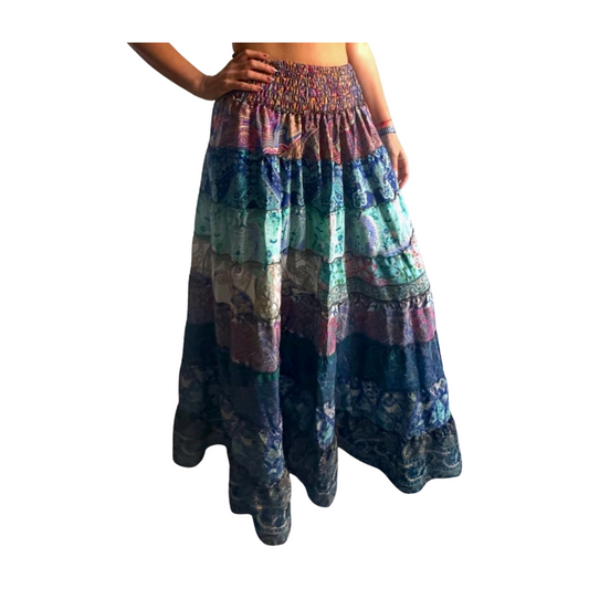 Falda de seda india multicolor