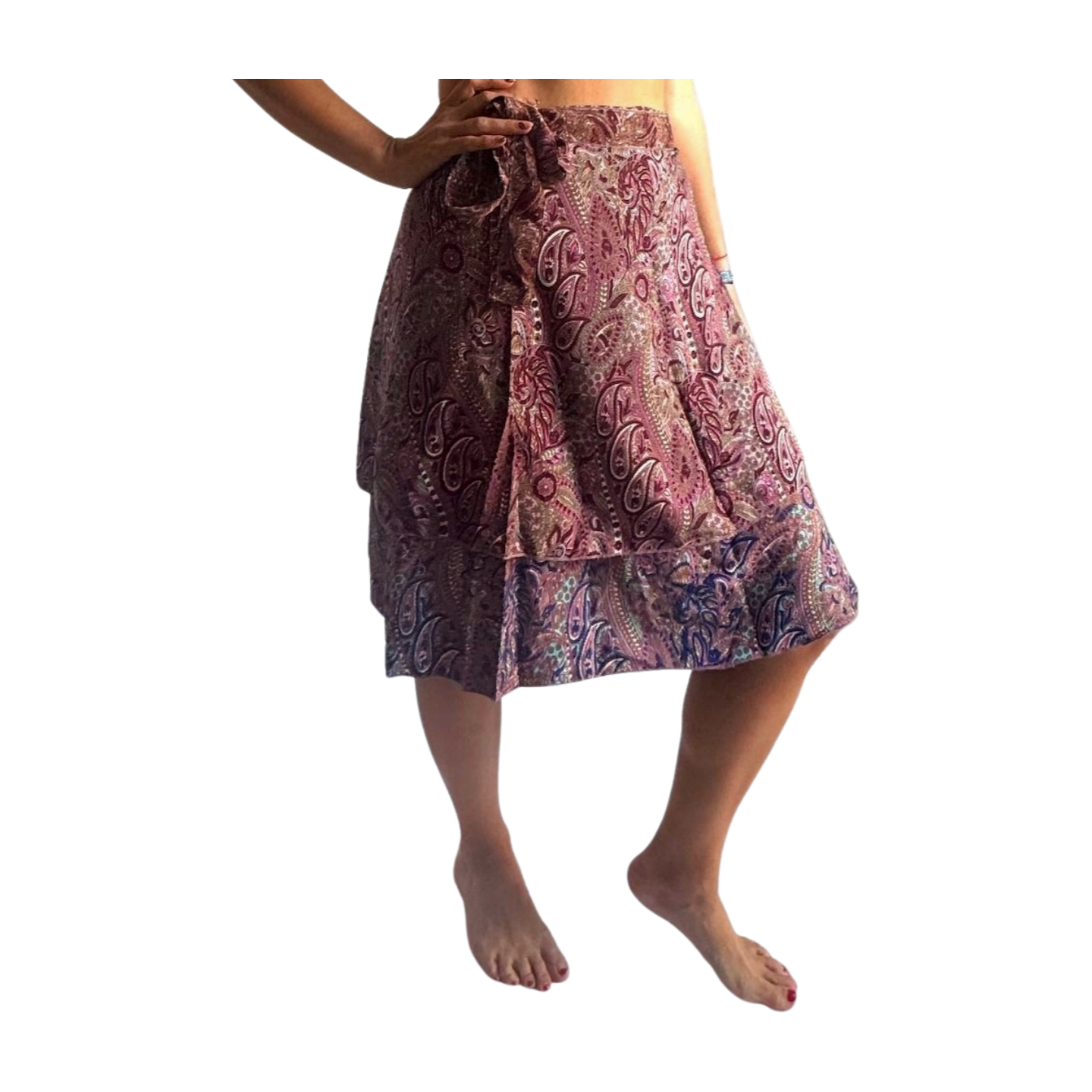 Falda pareo india de seda con estampado floral