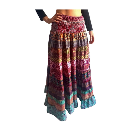 Falda de seda india multicolor