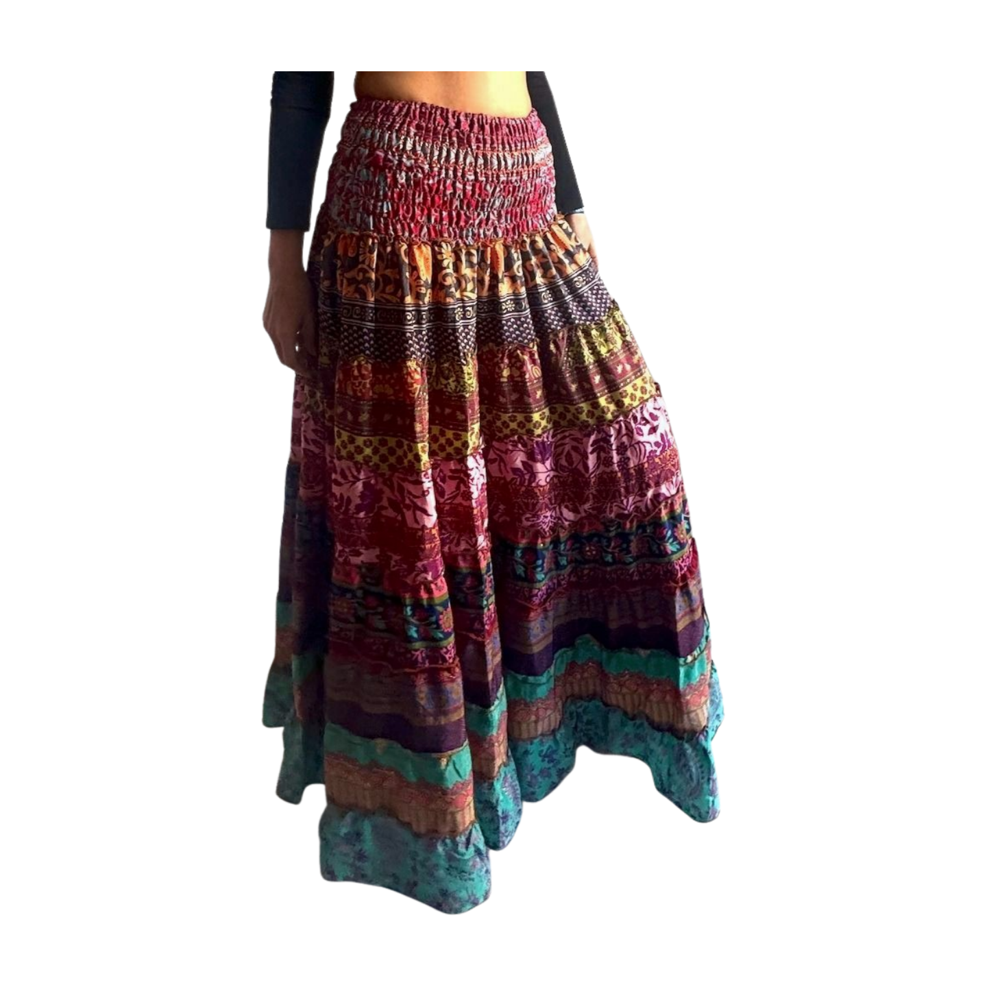Falda de seda india multicolor