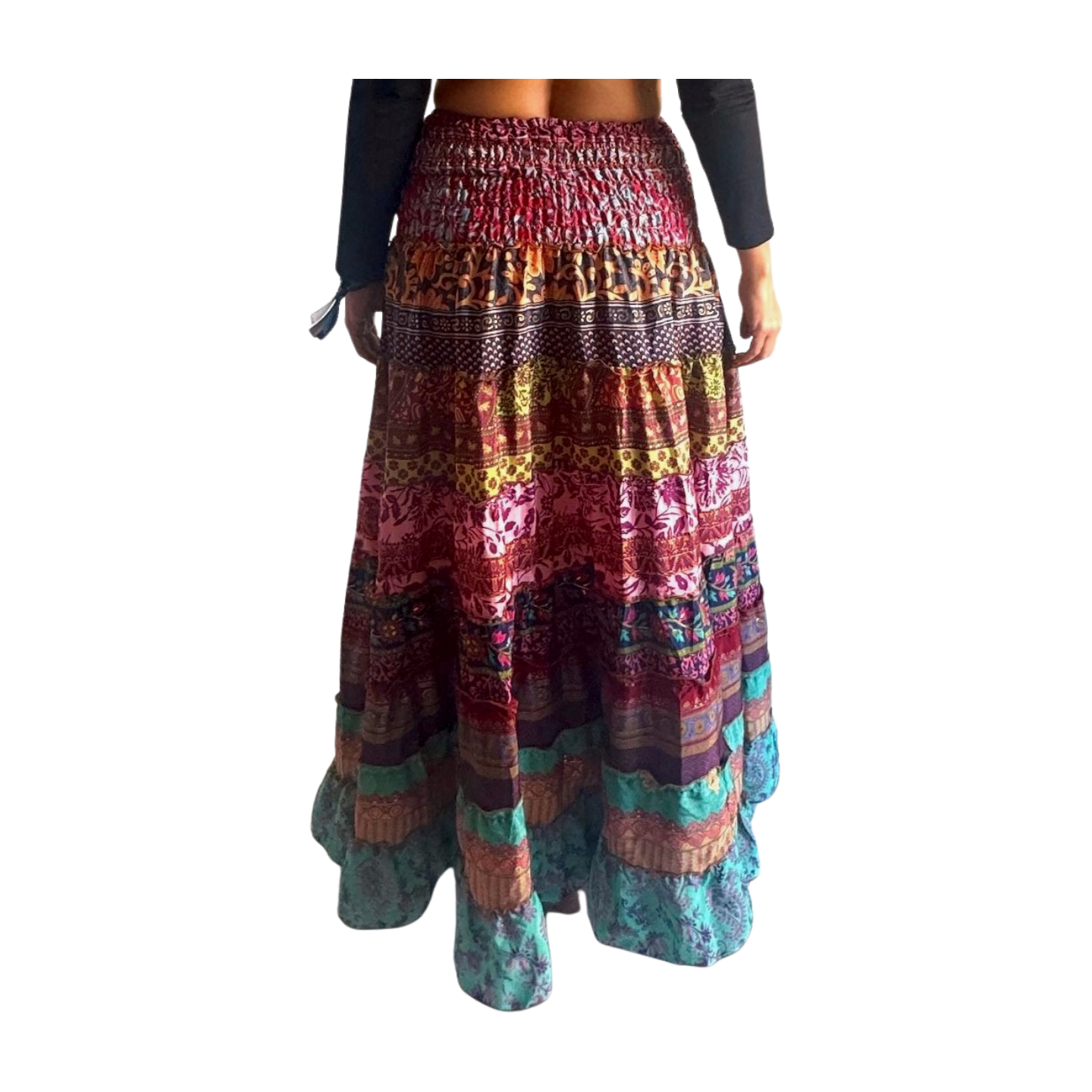 Falda de seda india multicolor