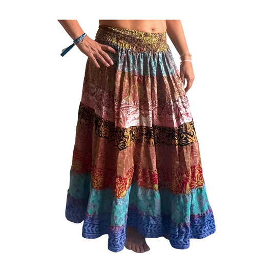 Falda de seda india multicolor