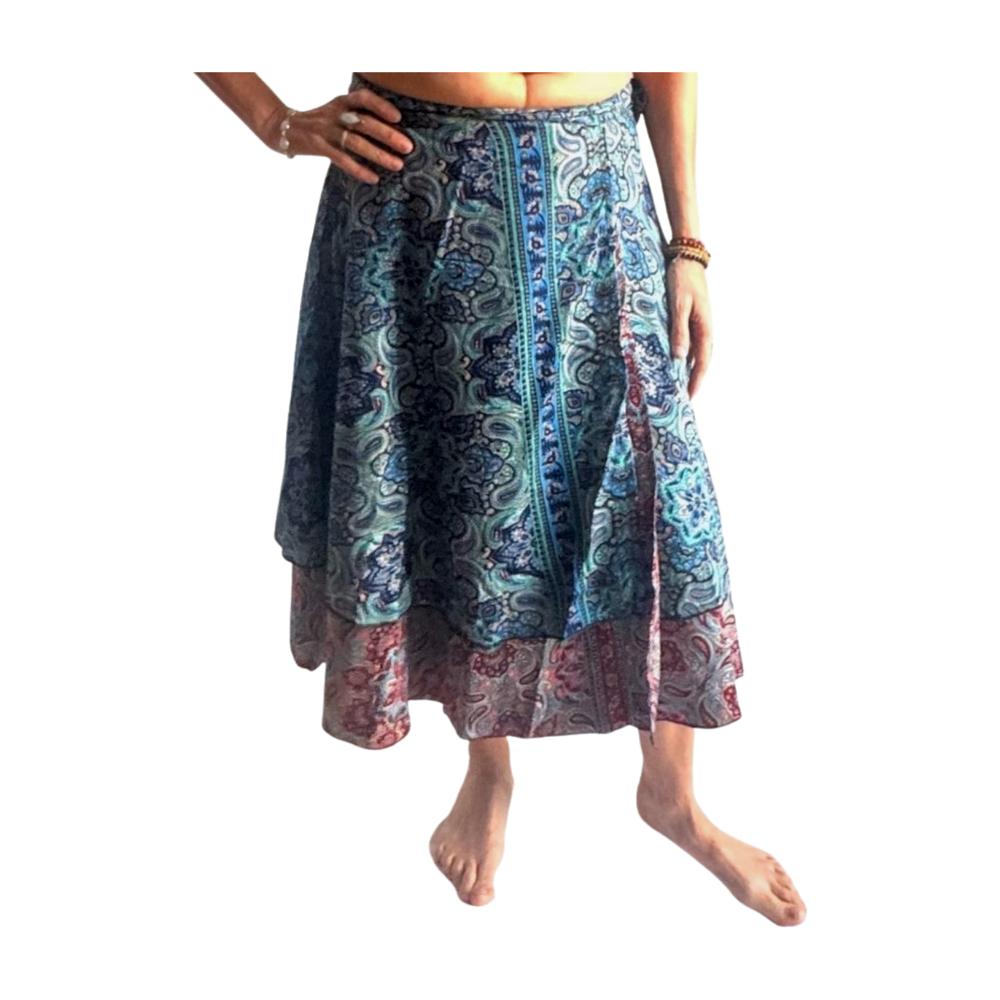 Falda pareo india de seda con estampado floral