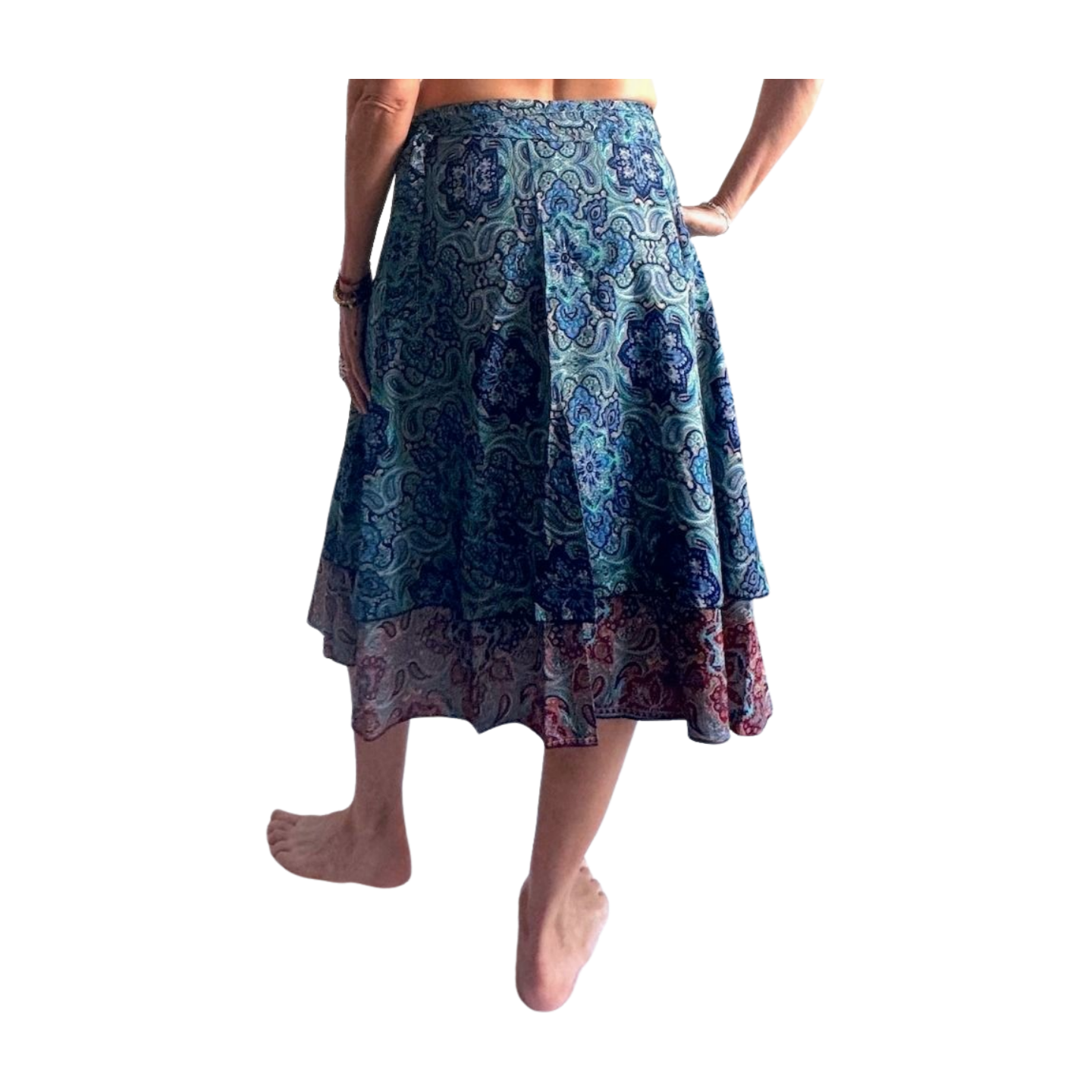 Falda pareo india de seda con estampado floral