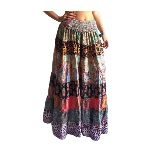 Falda de seda india multicolor