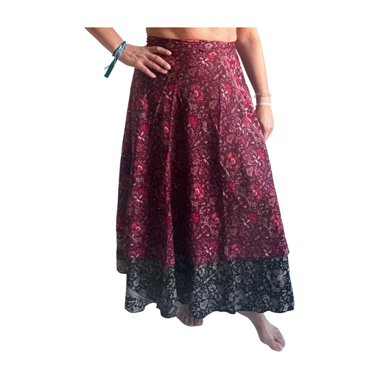 Falda pareo india de seda con estampado floral