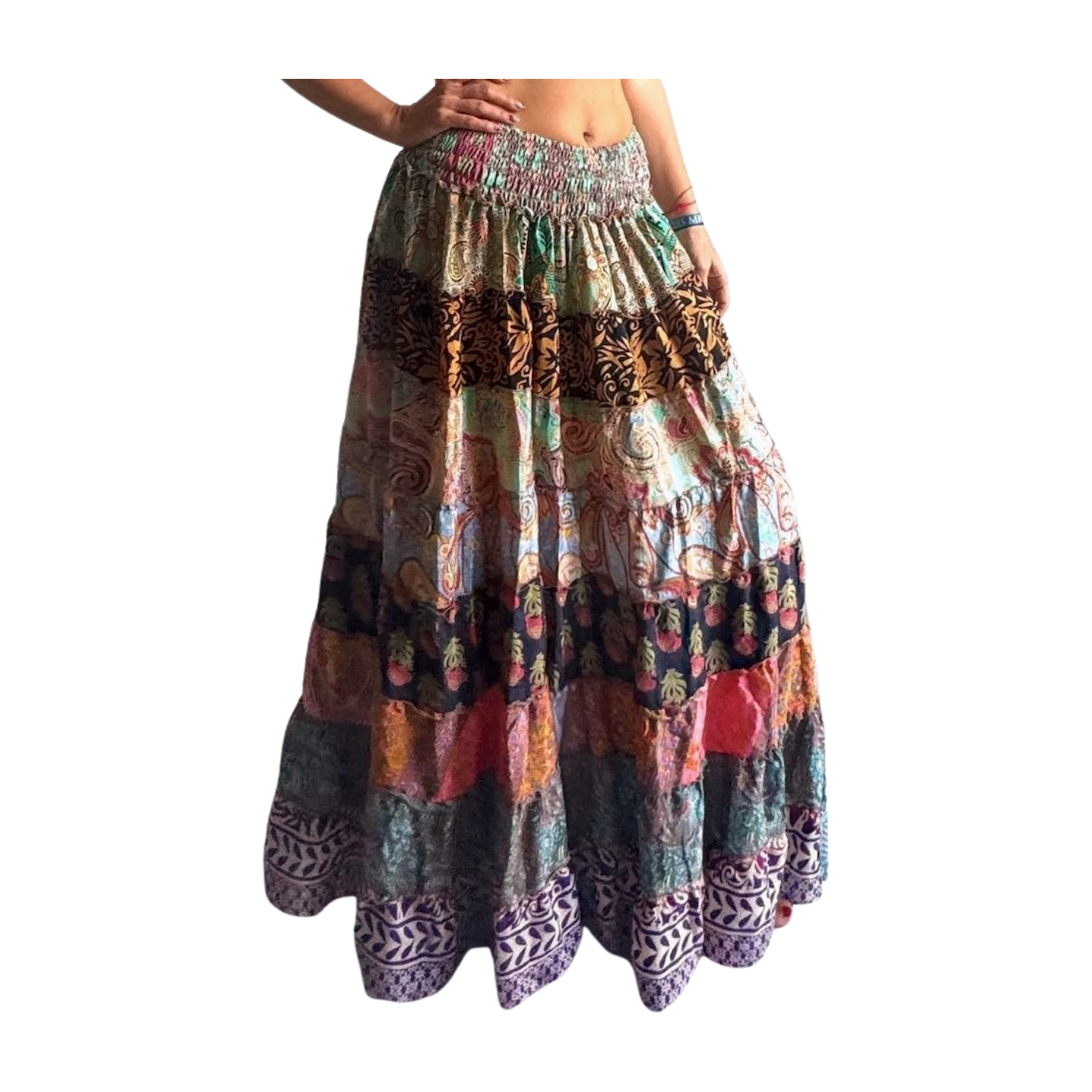 Falda de seda india multicolor