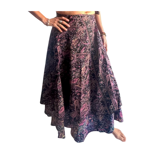 Falda pareo india de seda con estampado floral