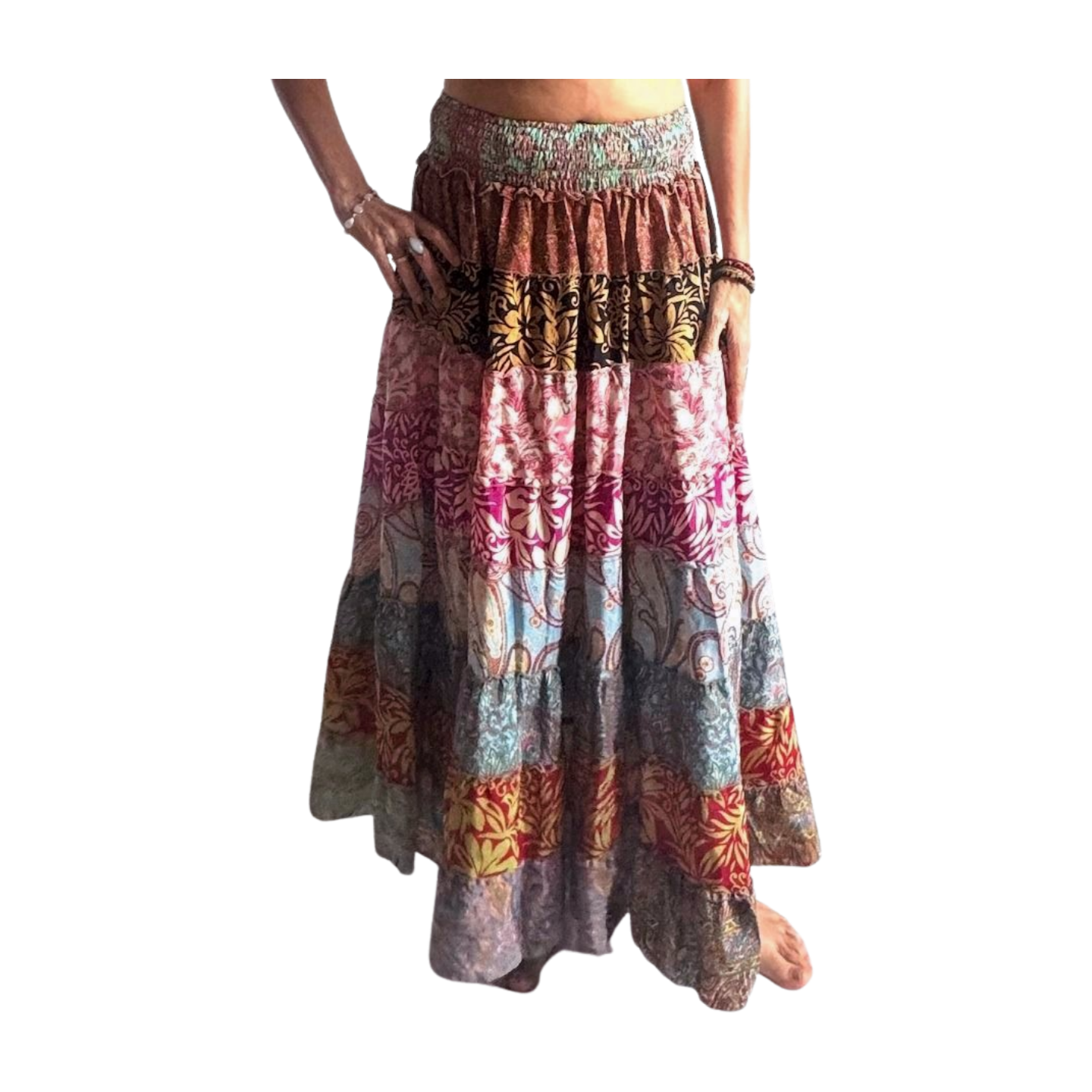 Falda de seda india multicolor