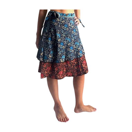 Falda pareo india de seda con estampado floral