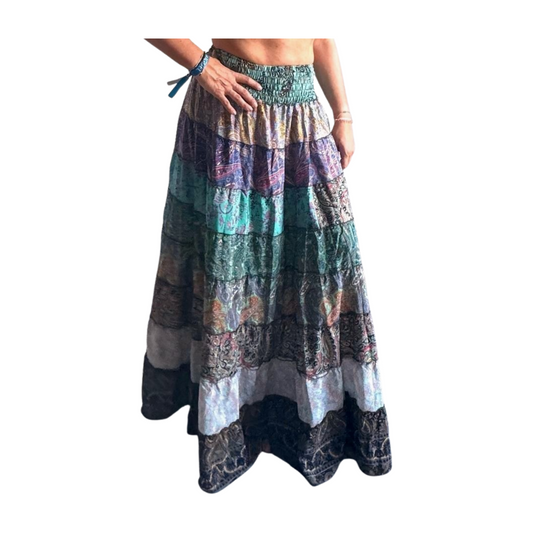 Falda de seda india multicolor