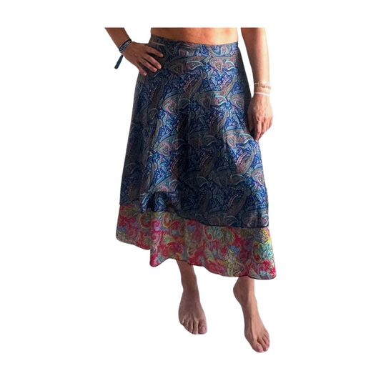 Falda pareo india de seda con estampado floral