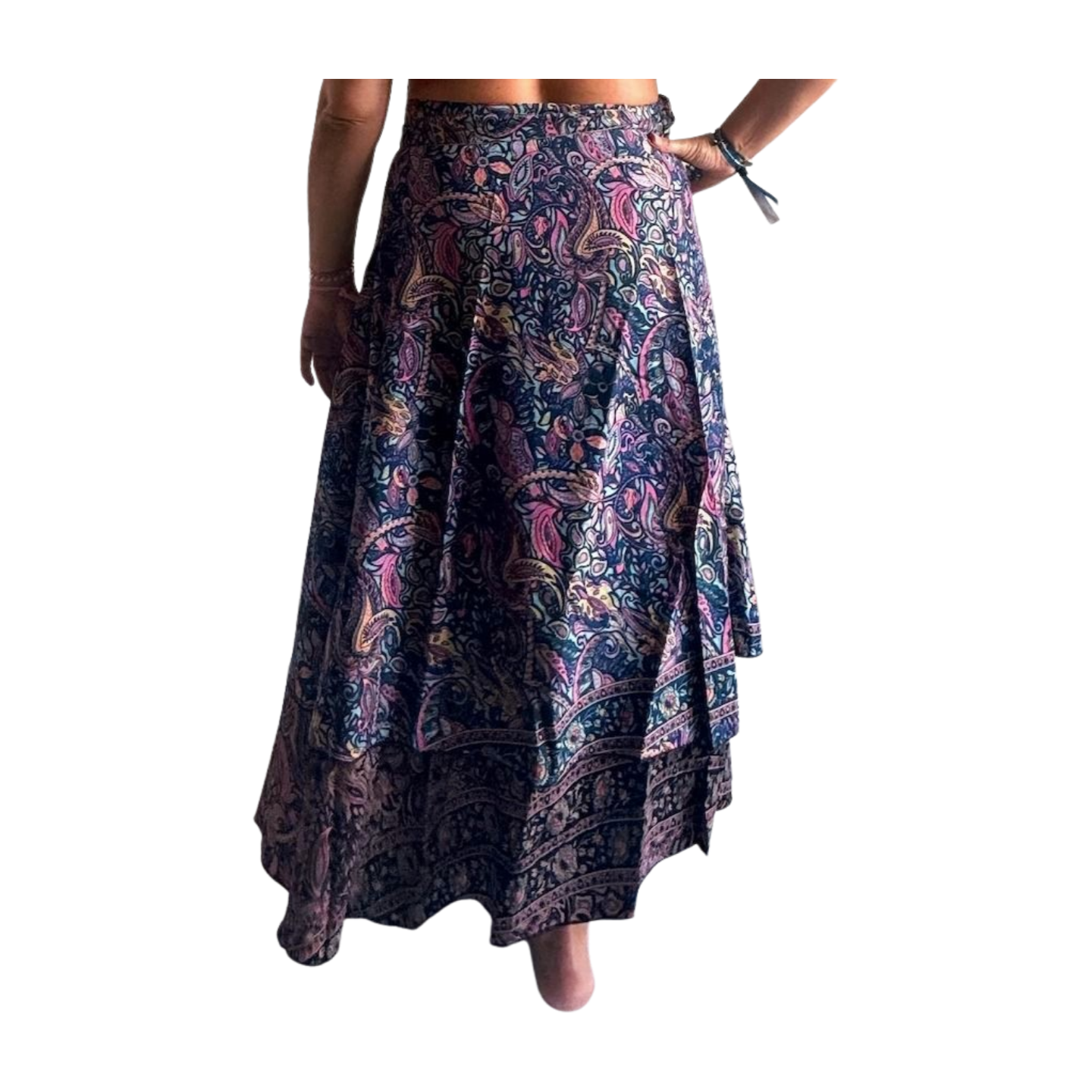 Falda pareo india de seda con estampado floral