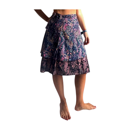 Falda pareo india de seda con estampado floral