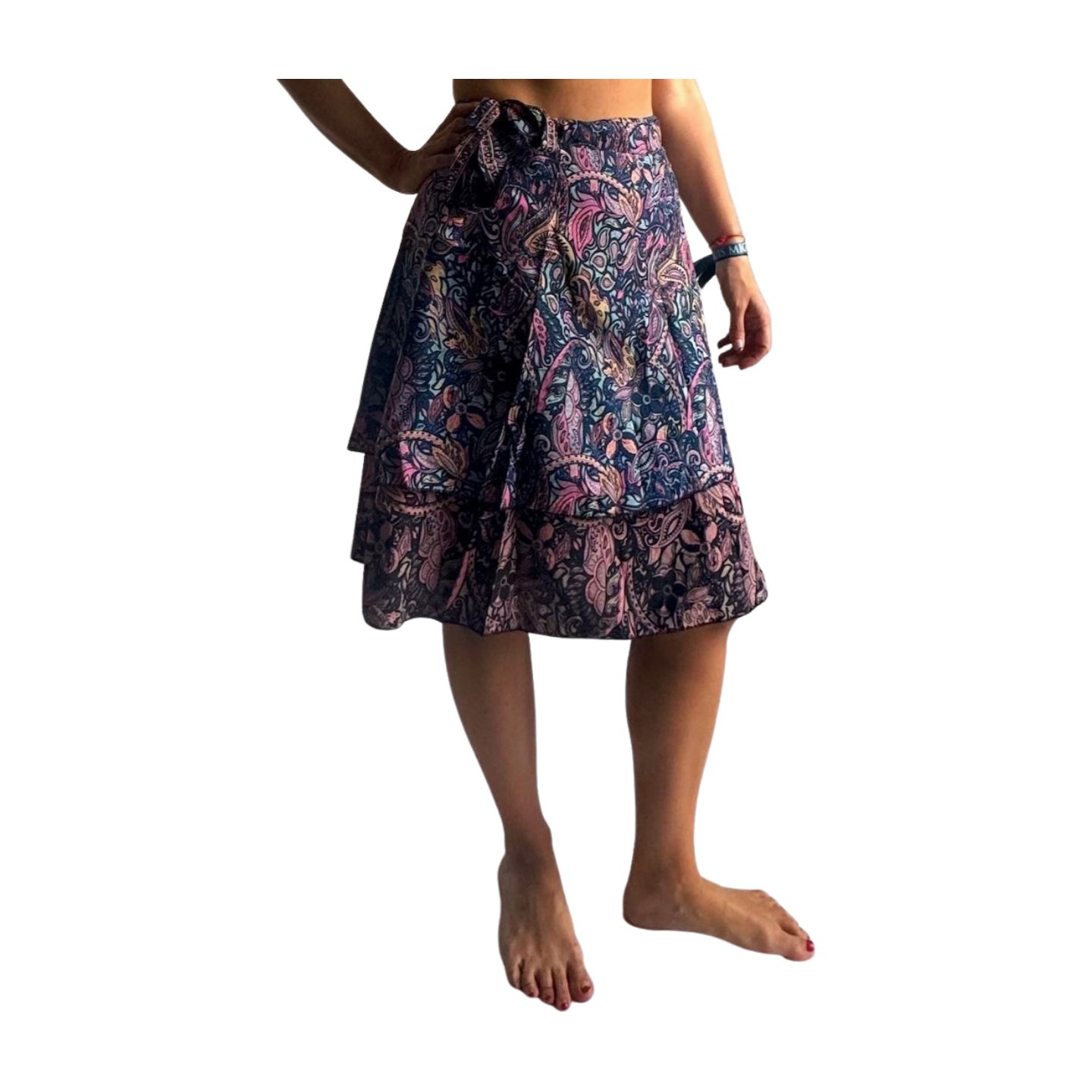 Falda pareo india de seda con estampado floral