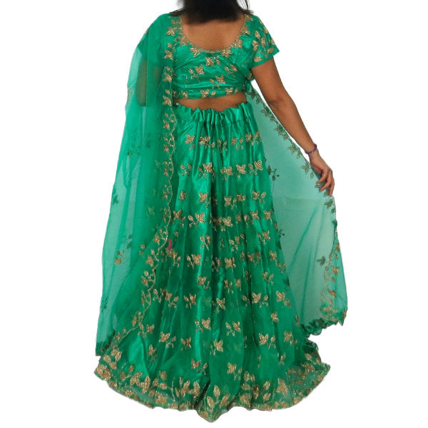 Conjunto bollywood de Lengha choli y dupatta bordado