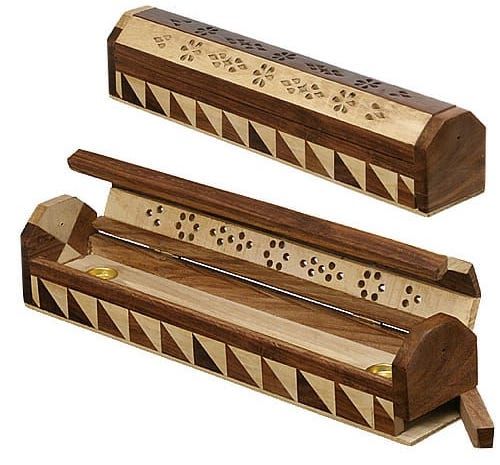 Incensario caja de madera bicolor de la india