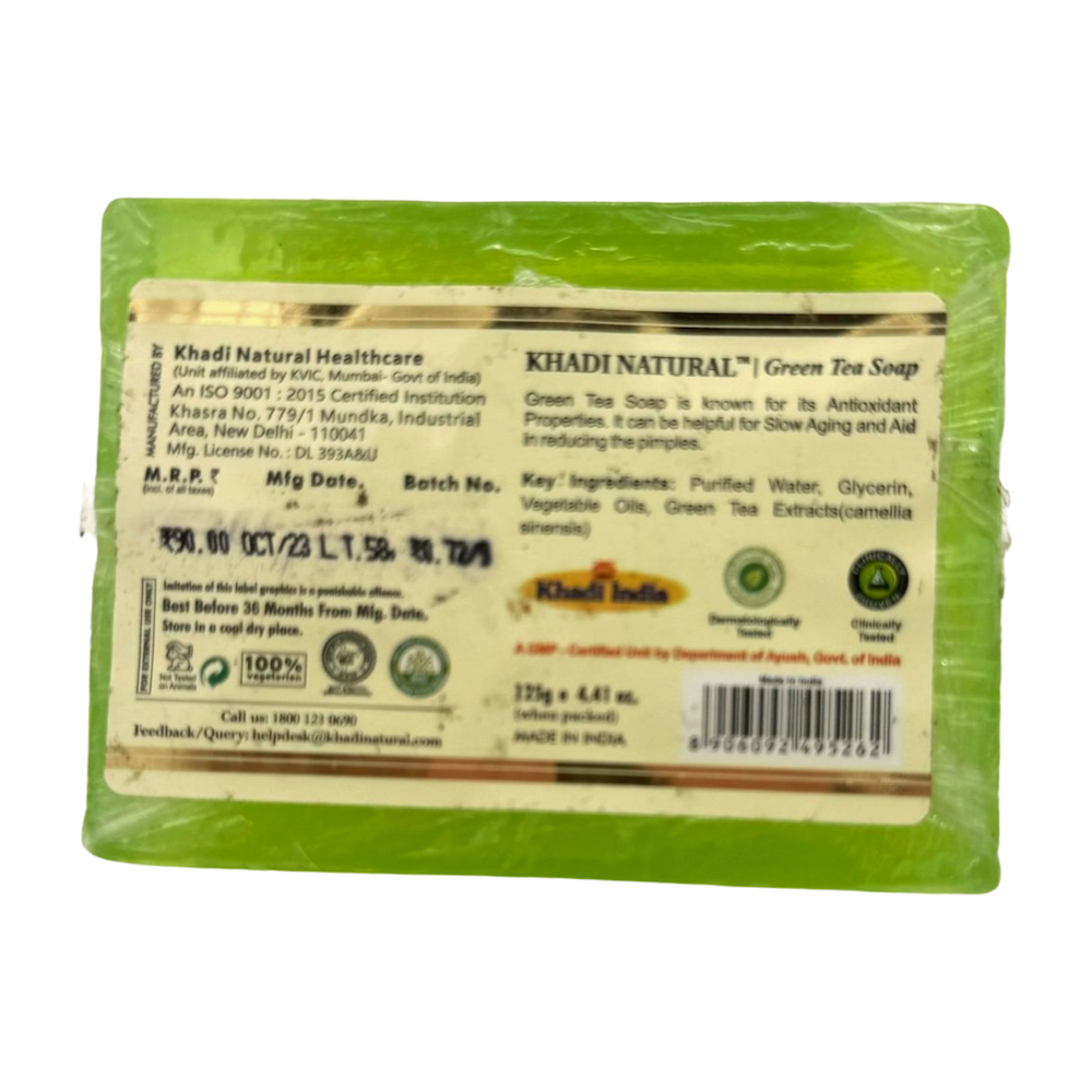 Jabón de TÉ VERDE con aceites esenciales KHADI NATURAL