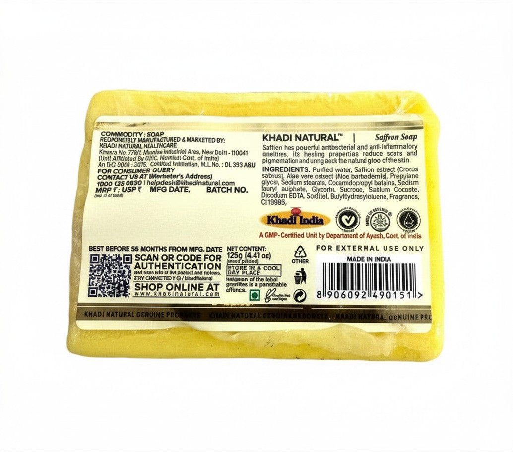 Jabón de AZAFRÁN con aceites esenciales KHADI NATURAL