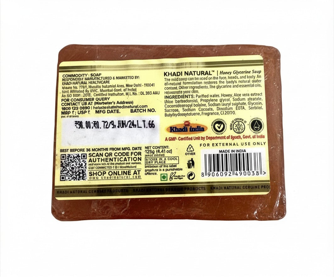 Jabón de MIEL y GLICERINA con aceites esenciales KHADI NATURAL