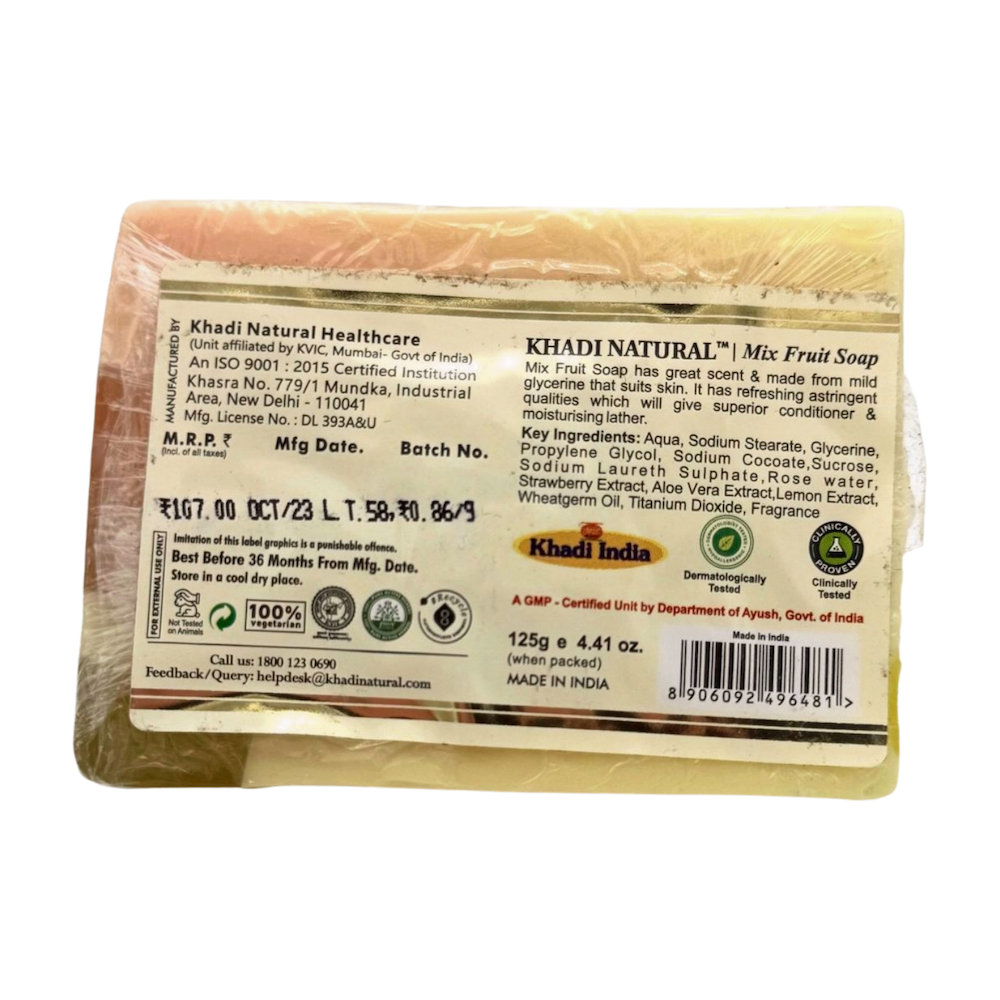 Jabón de MIX FRUTI con aceites esenciales KHADI NATURAL
