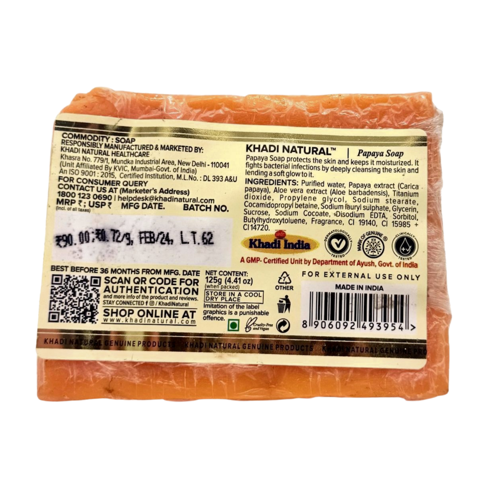 Jabón de PAPAYA aceite esencial KHADI NATURAL