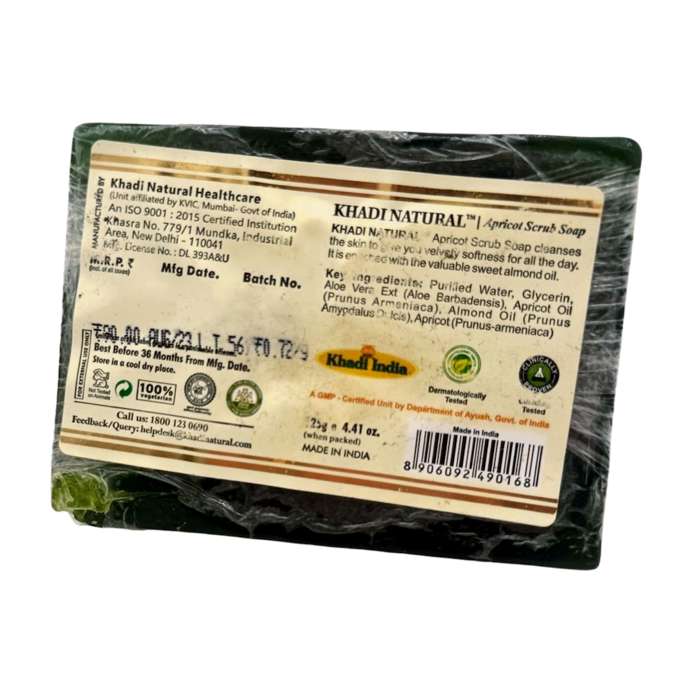 Jabón exfoliante de ALBARICOQUE con aceites esenciales KHADI NATURAL