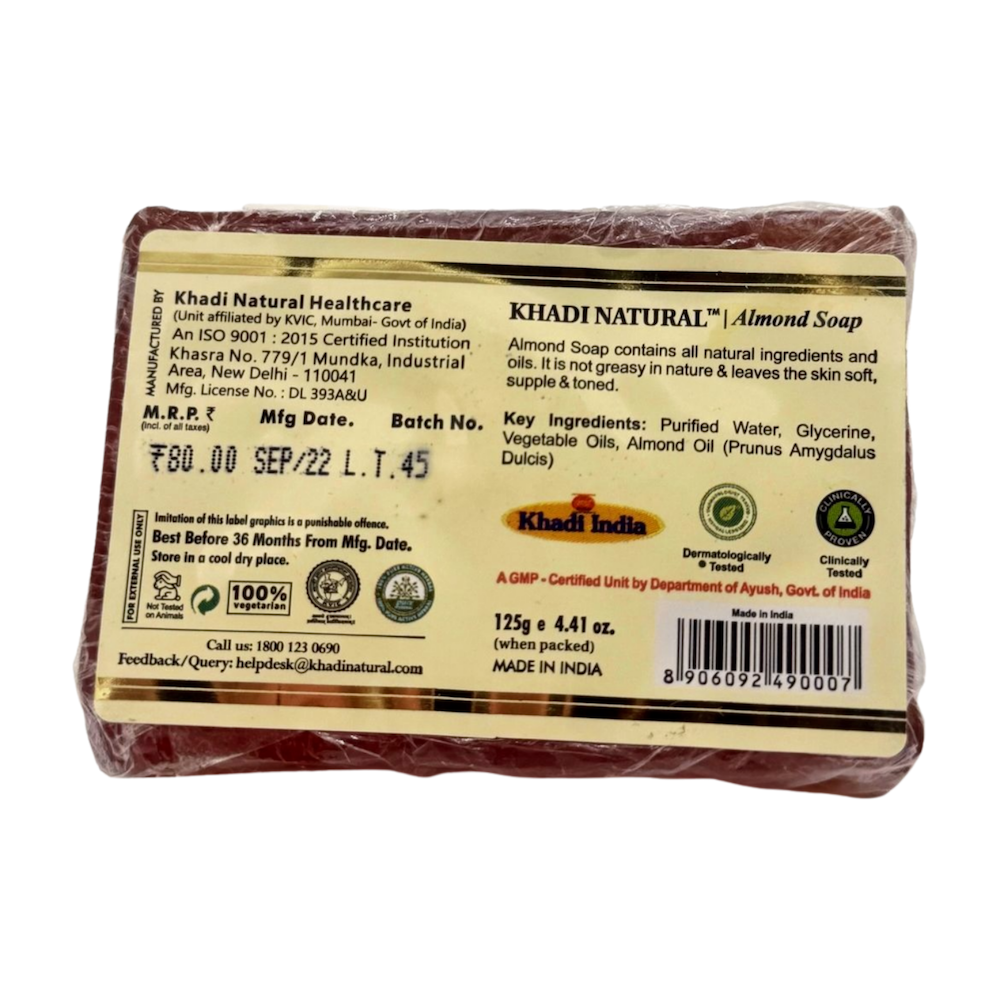Jabón de ALMENDRA con aceites esenciales KHADI NATURAL