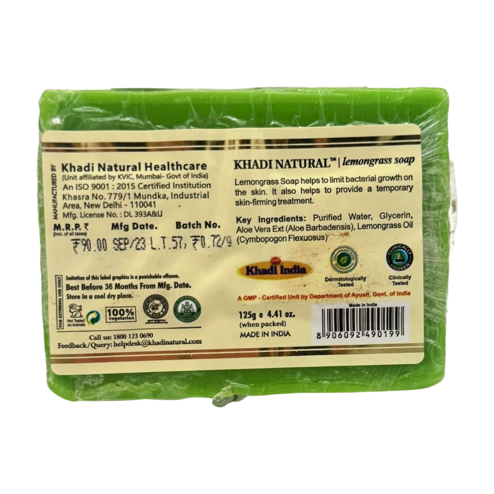 Jabón de LEMONGRASS con aceites esenciales KHADI NATURAL