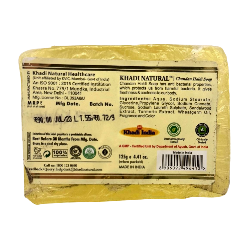 Jabón de CÚRCUMA y SÁNDALO aceite esencial KHADI NATURAL