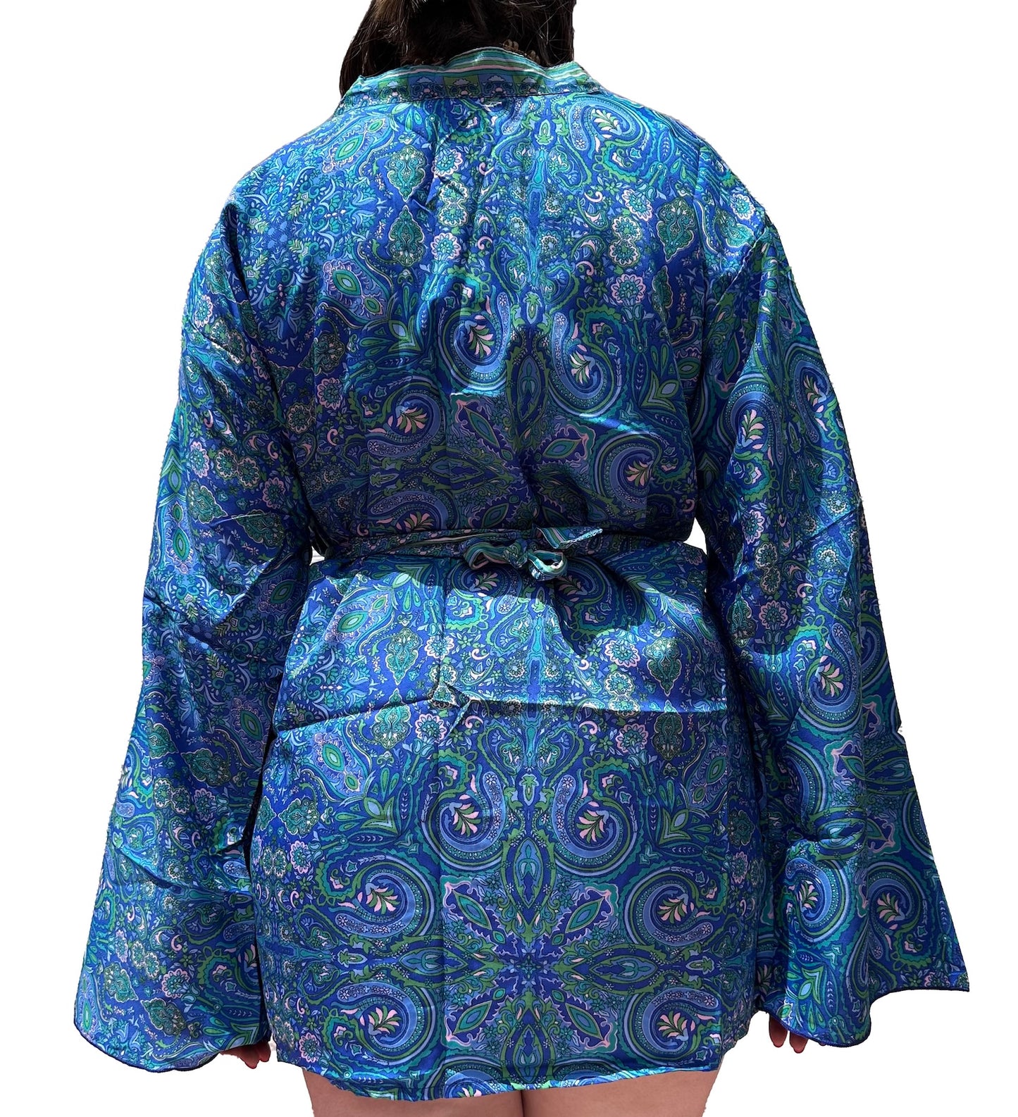 Kimono de seda india estampado azul– comercio ético (Copia)