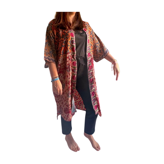 Kimono largo de seda de la India