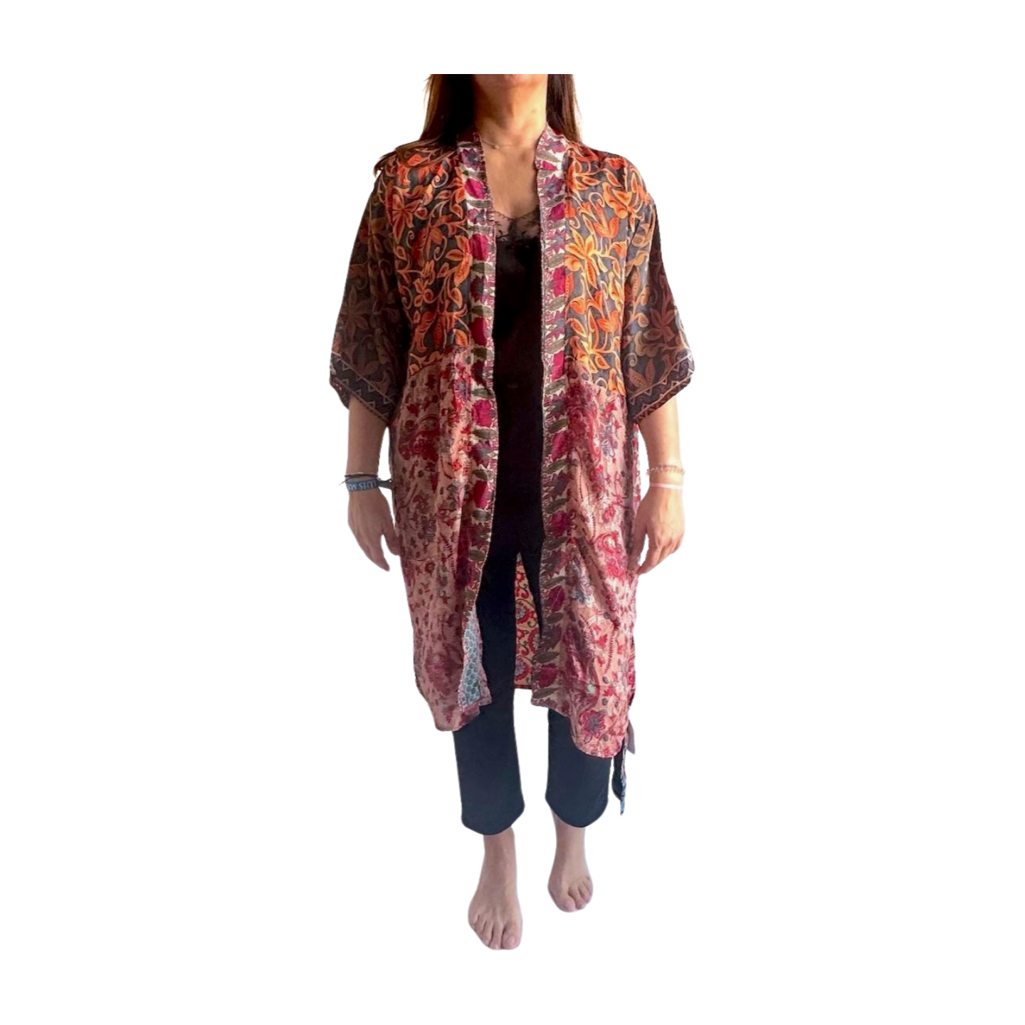 Kimono largo de seda de la India