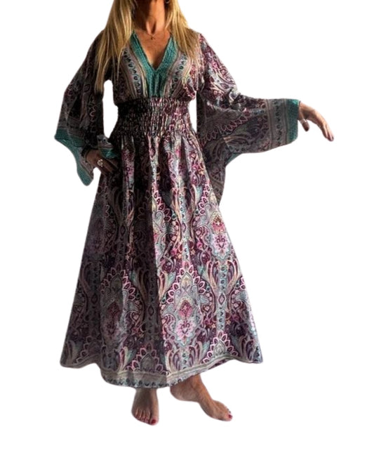 Vestido indio estampado de seda