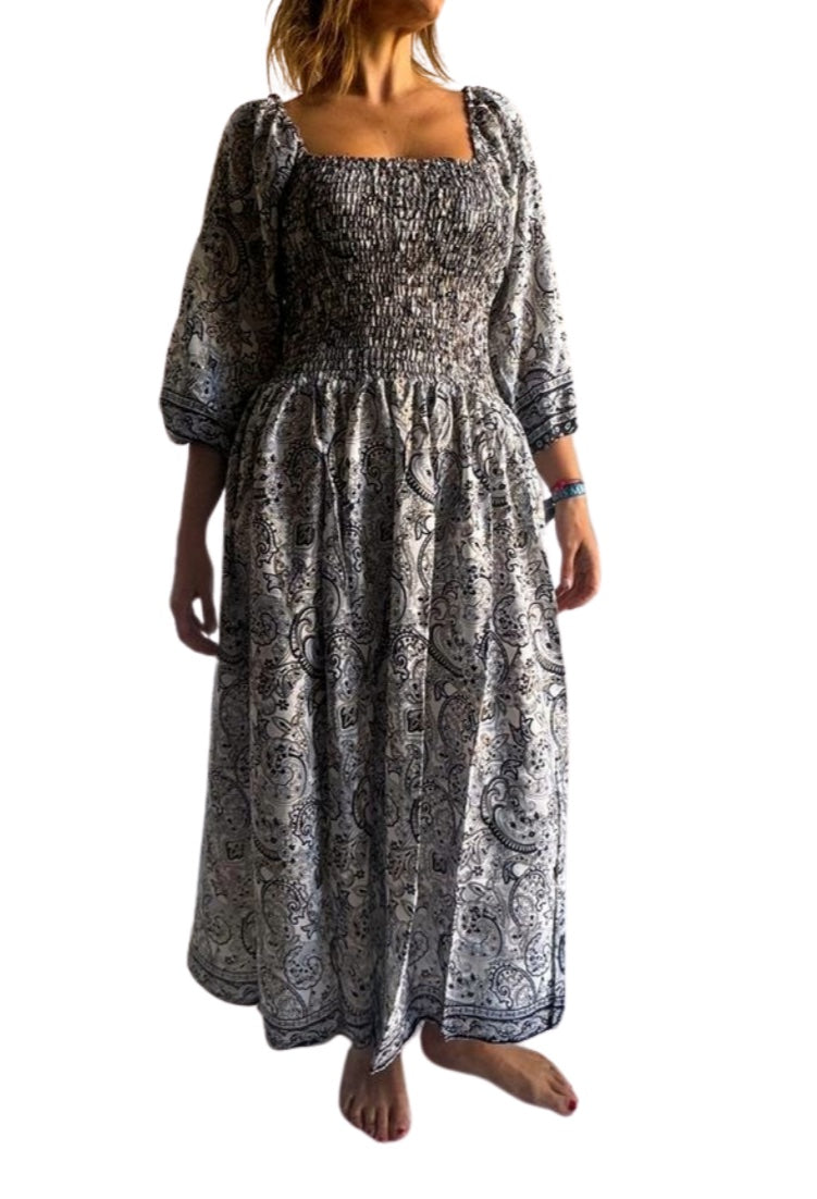 Vestido indio estampado de seda