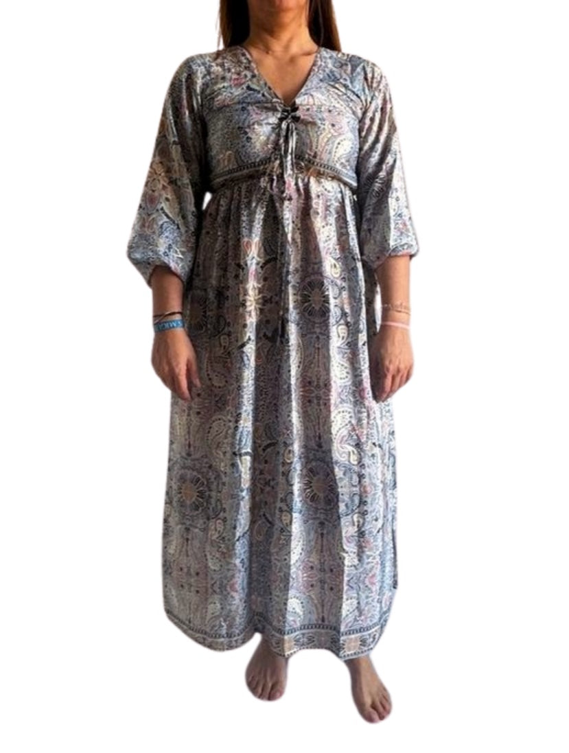 Vestido indio estampado de seda