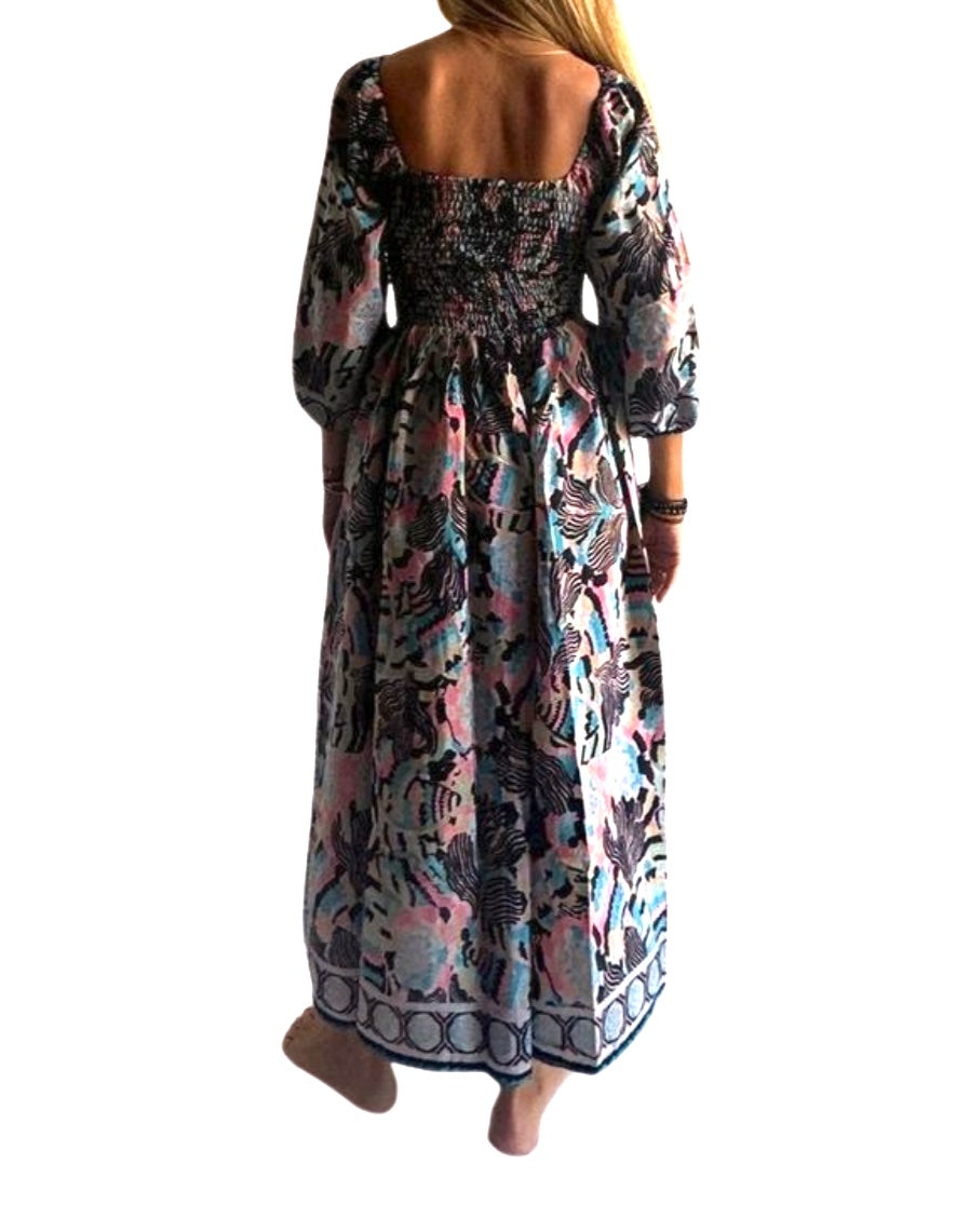 Vestido indio estampado de seda