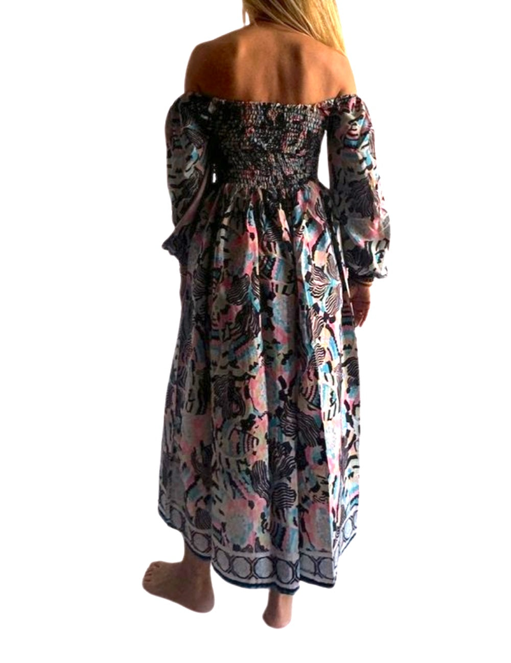 Vestido indio estampado de seda