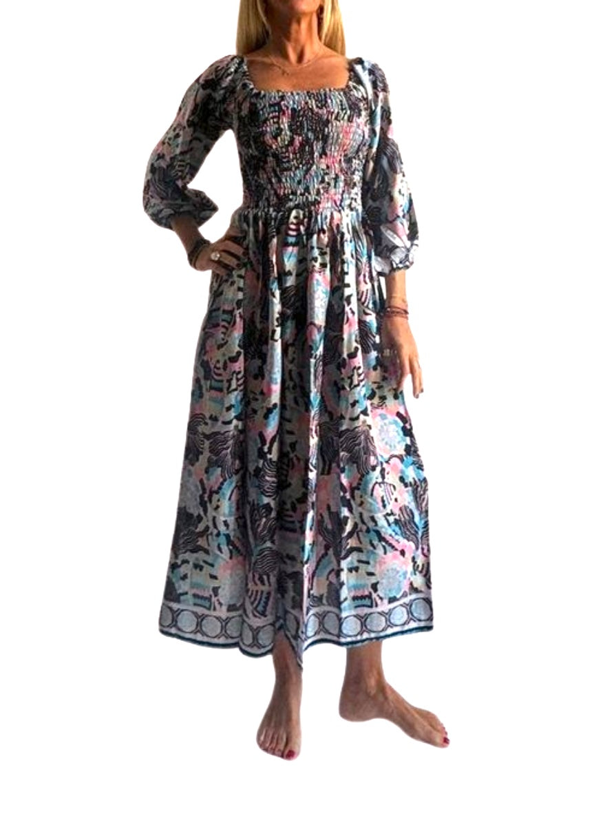 Vestido indio estampado de seda