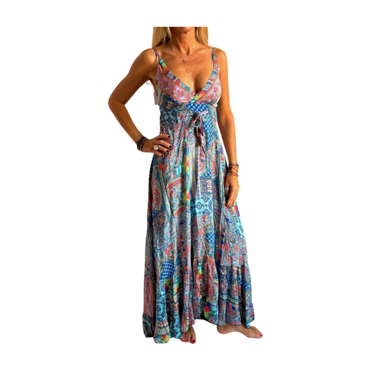 Vestido indio estampado de seda