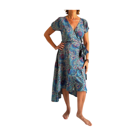 Vestido indio estampado de seda