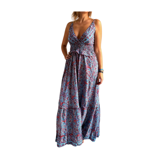 Vestido indio estampado de seda