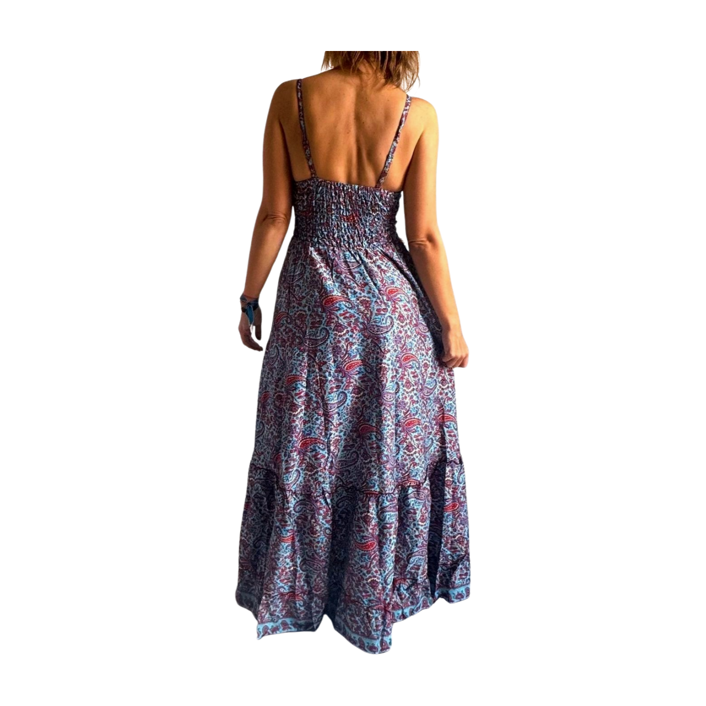Vestido indio estampado de seda