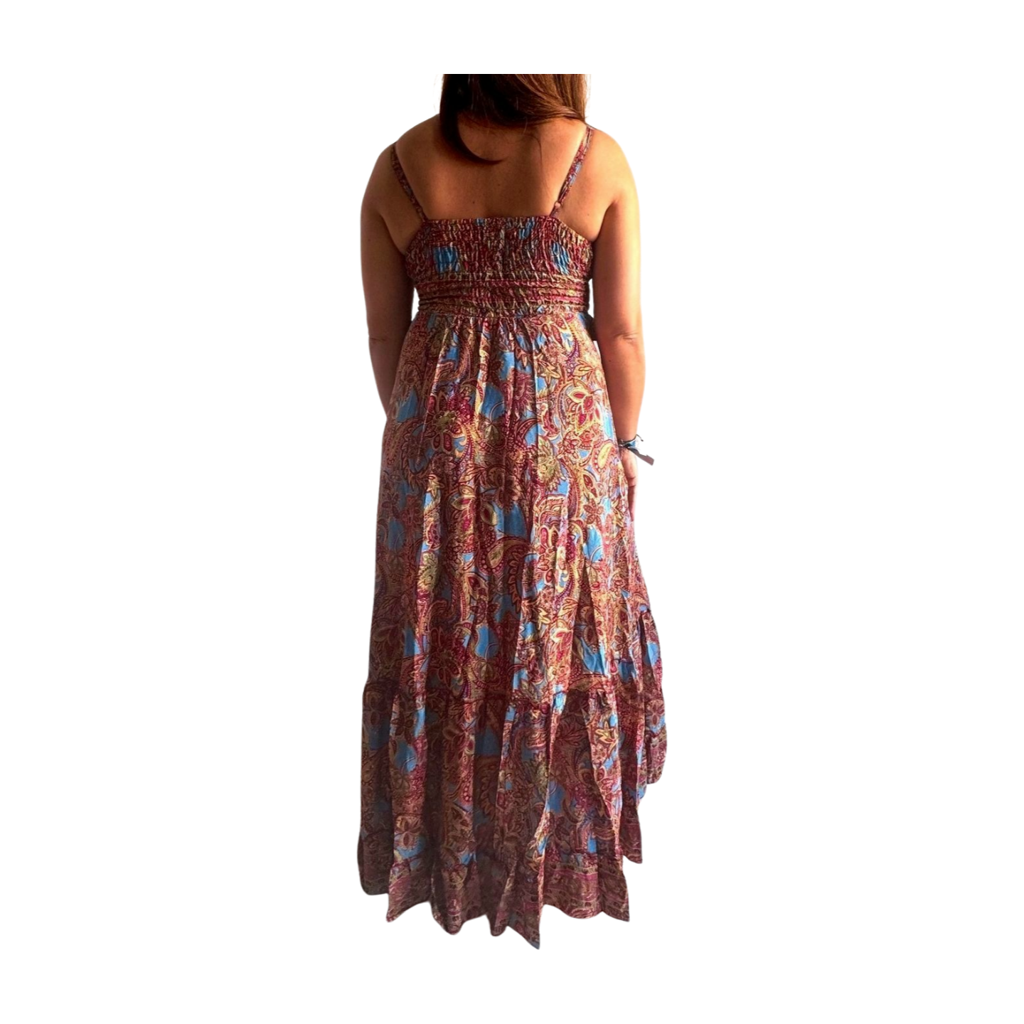 Vestido indio estampado de seda