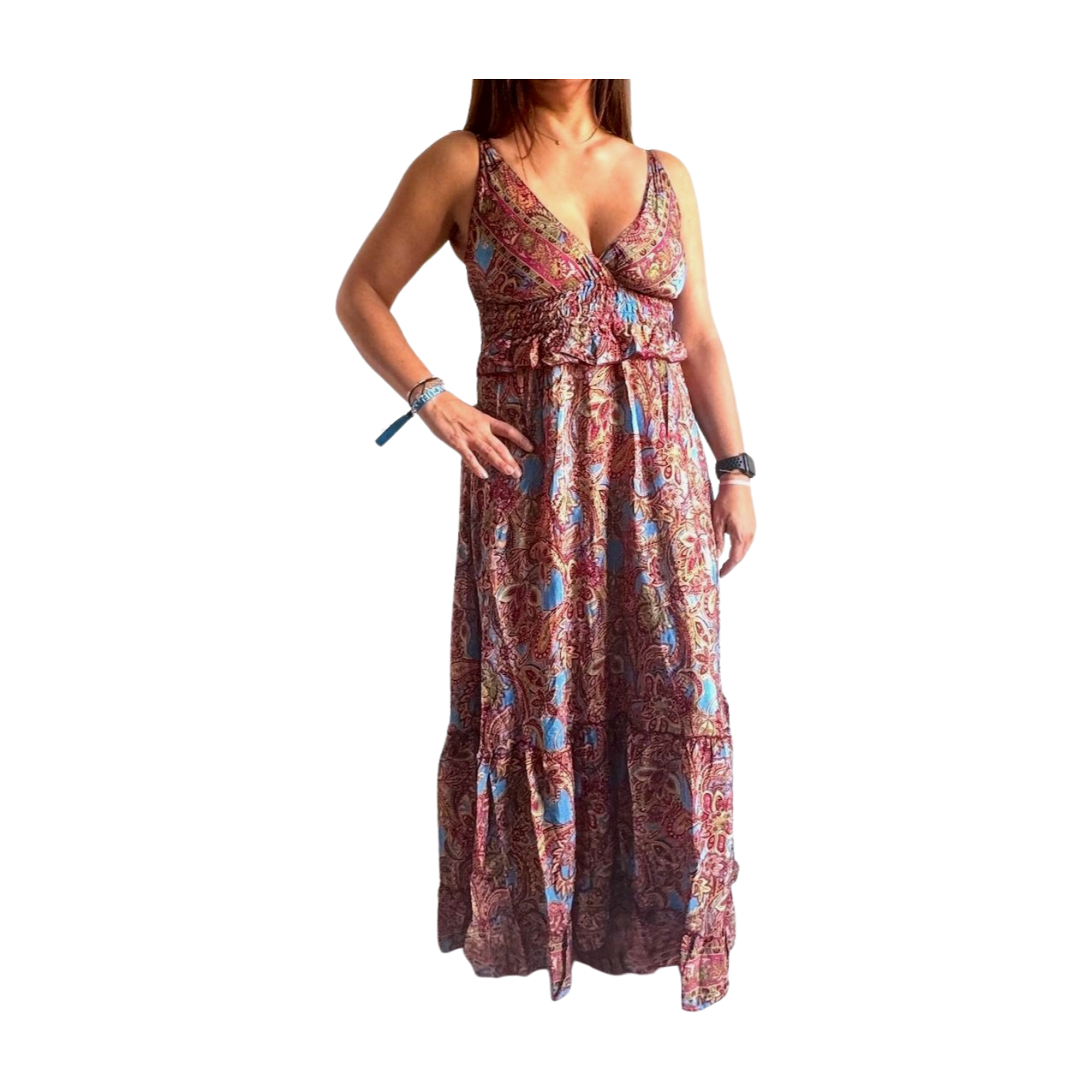 Vestido indio estampado de seda